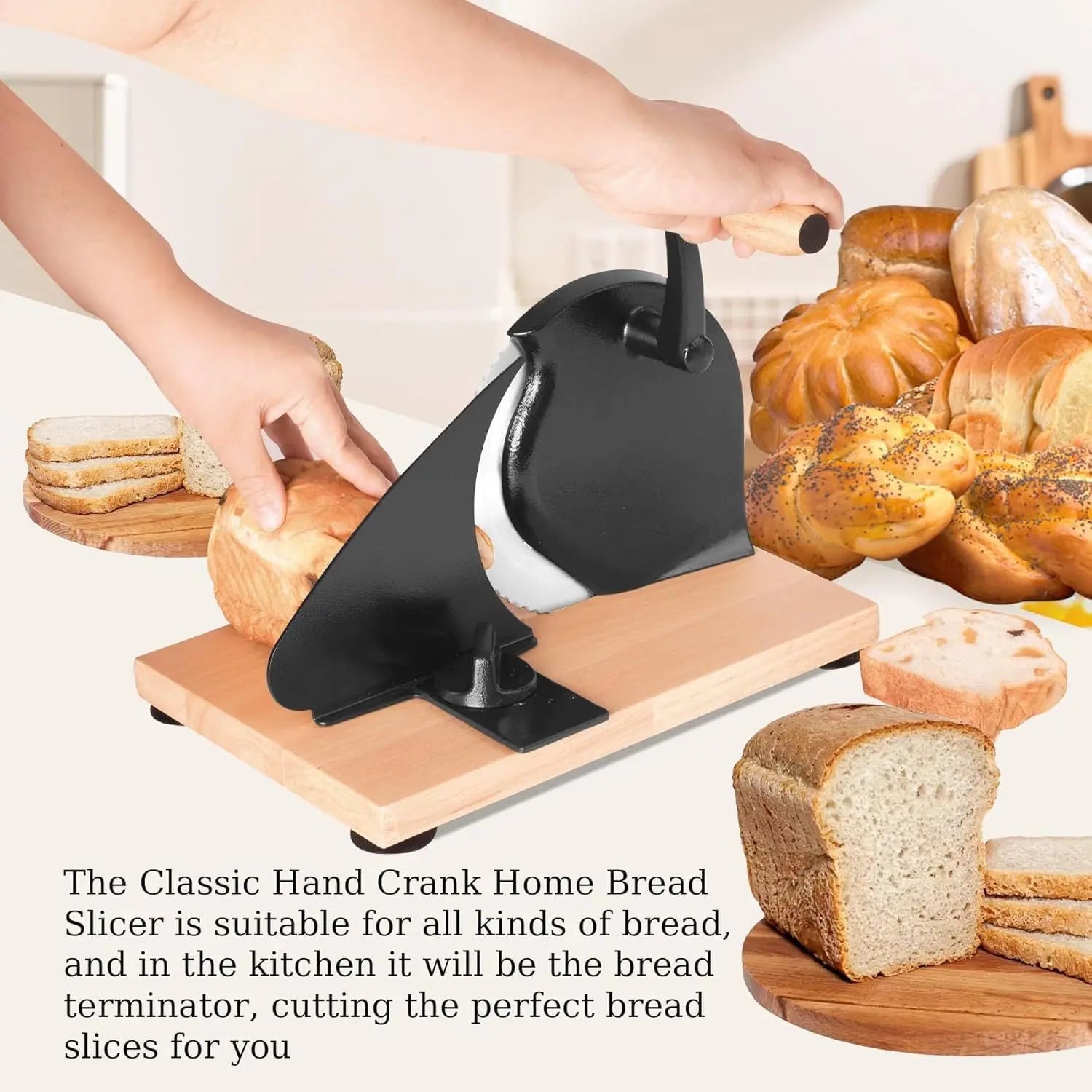 CrankCut™ Bread Cutter 🔄 — Easy Hand-Crank Precision Slicing CJDropshipping
