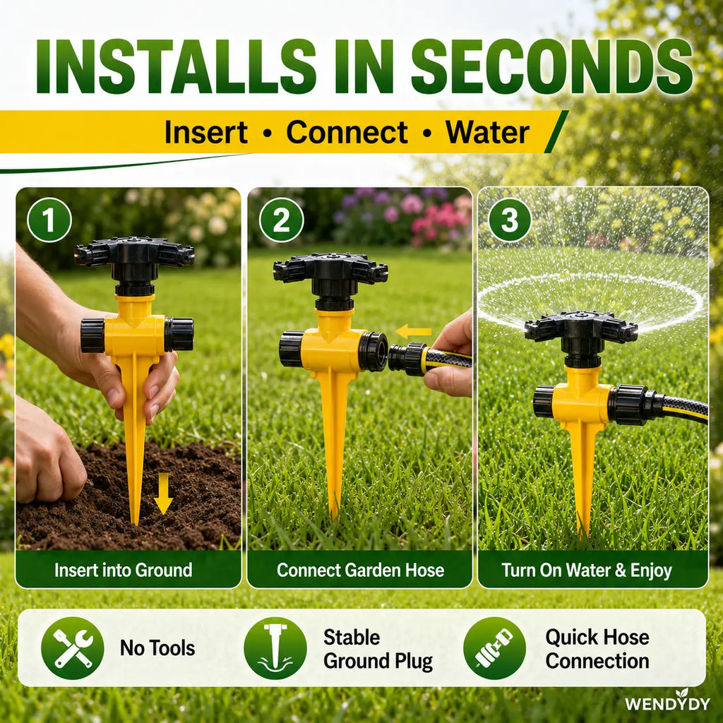 🏡BUY 1 GET 1 FREE✨360° Rotation Auto Irrigation System Garden Lawn Sprinkler Patio Kiivora
