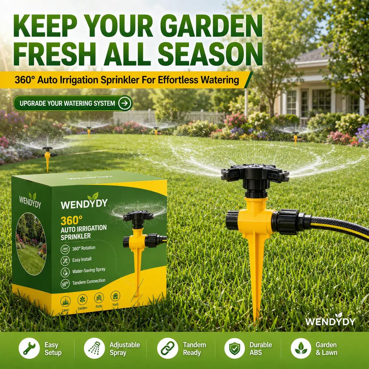 🏡BUY 1 GET 1 FREE✨360° Rotation Auto Irrigation System Garden Lawn Sprinkler Patio Kiivora
