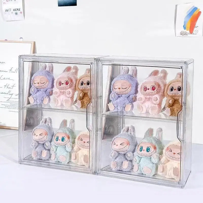 Blind Box Storage Display Box Bubble Mart Labubu Figure Storage Desktop Dust-Proof Transparent Acrylic Display Cabinet Kiivora