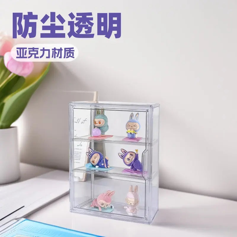 Blind Box Storage Display Box Bubble Mart Labubu Figure Storage Desktop Dust-Proof Transparent Acrylic Display Cabinet Kiivora