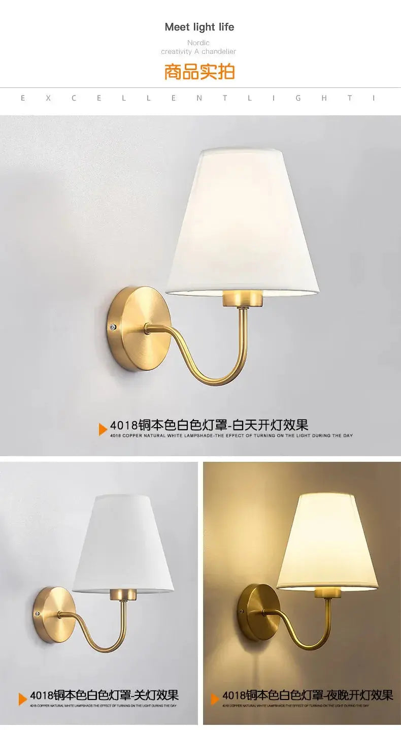Modern Fabric Wall Sconce for Bedroom, Living Room & Hallway Good Morning Friends Store