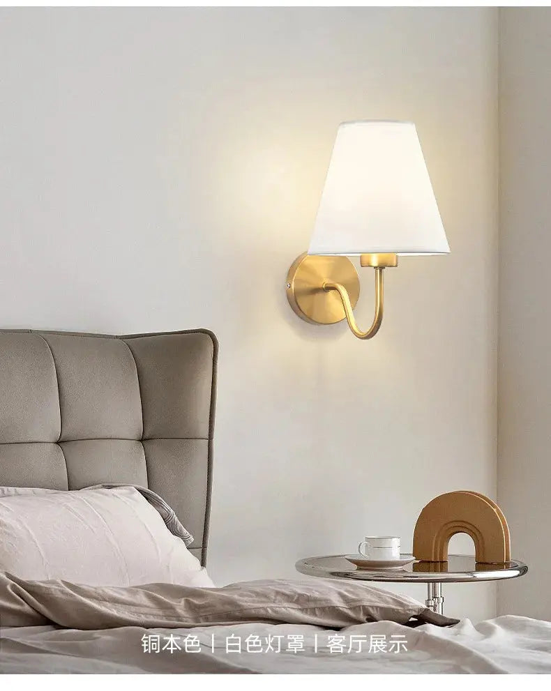 Modern Fabric Wall Sconce for Bedroom, Living Room & Hallway Good Morning Friends Store