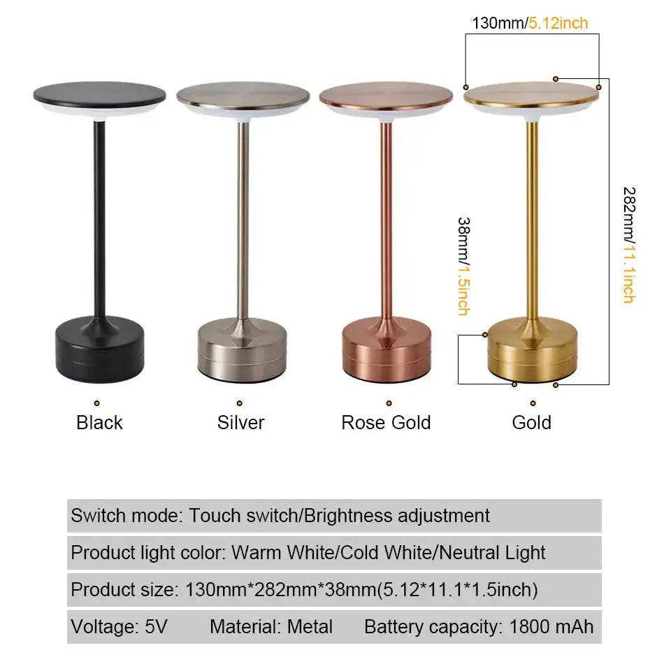 Touch LED Table Lamp – USB Rechargeable Portable Night Light for Bedroom, Hotel, Reading Shop1105024050 Store