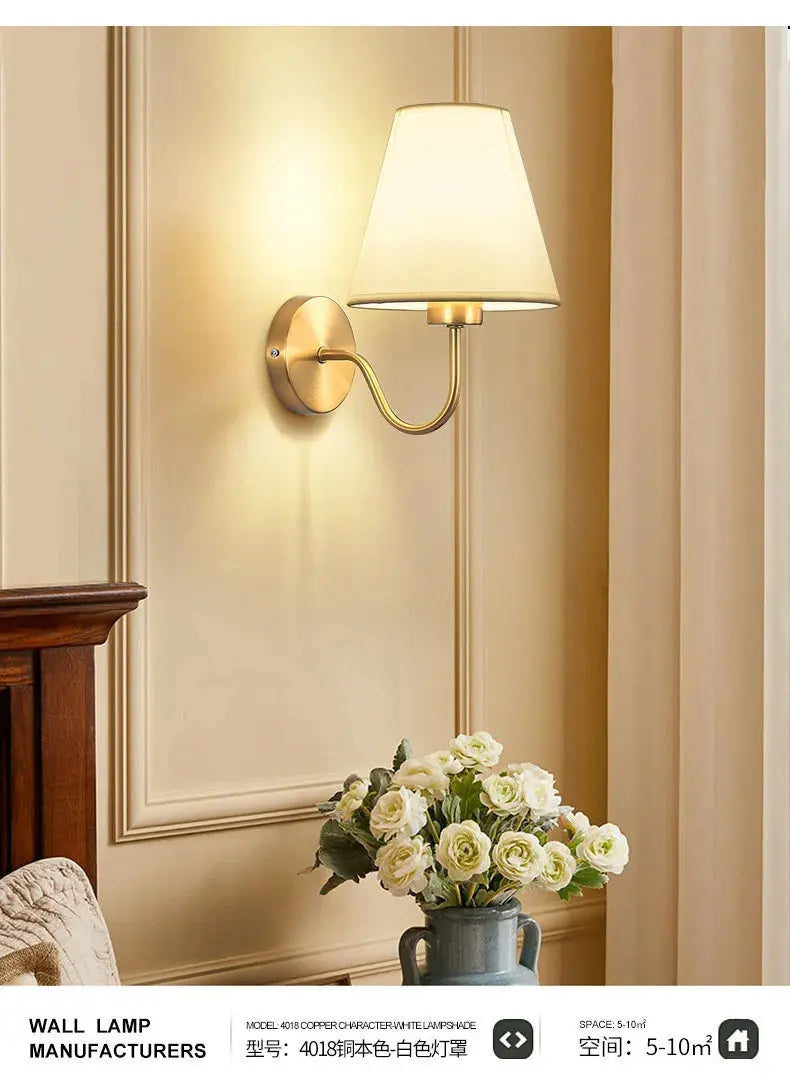 Modern Fabric Wall Sconce for Bedroom, Living Room & Hallway Good Morning Friends Store
