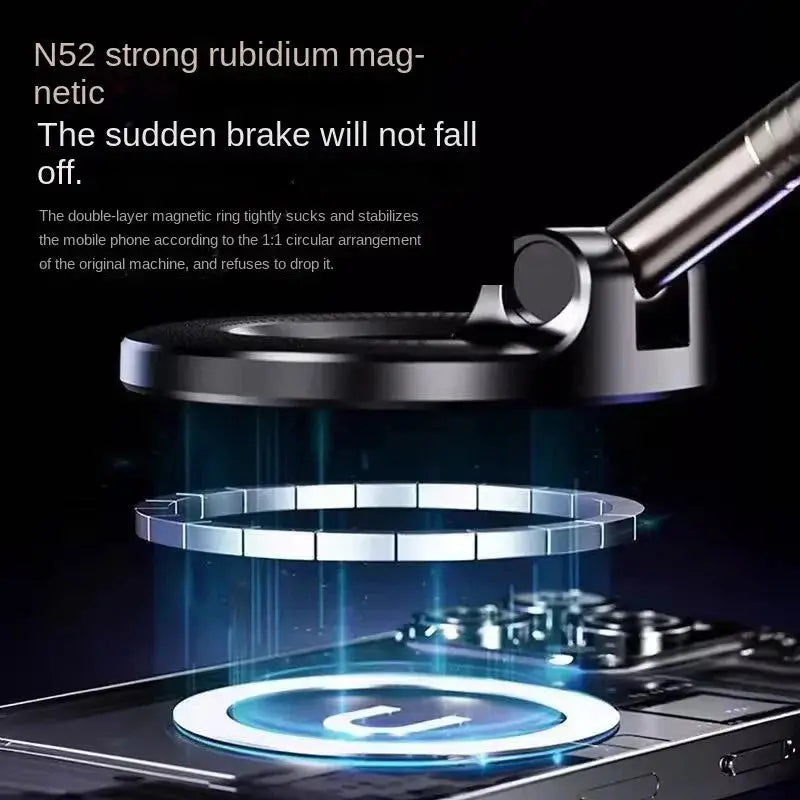 Strong Magnetic Car Phone Holder Foldable Magsafe Design 360° Adjustable Vacuum Mount for Car/Desk/Bathroom/Universal Use Metal BLAZEFL Store