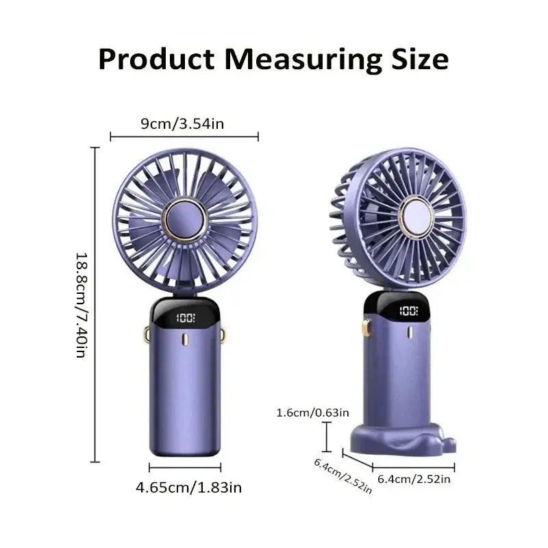 5-Speed Foldable Neck Fan with Phone Stand – USB-C Rechargeable Mini Fan, 1800mAh Battery & Display Screen for Hands-Free Cooling sagsdg65 Store