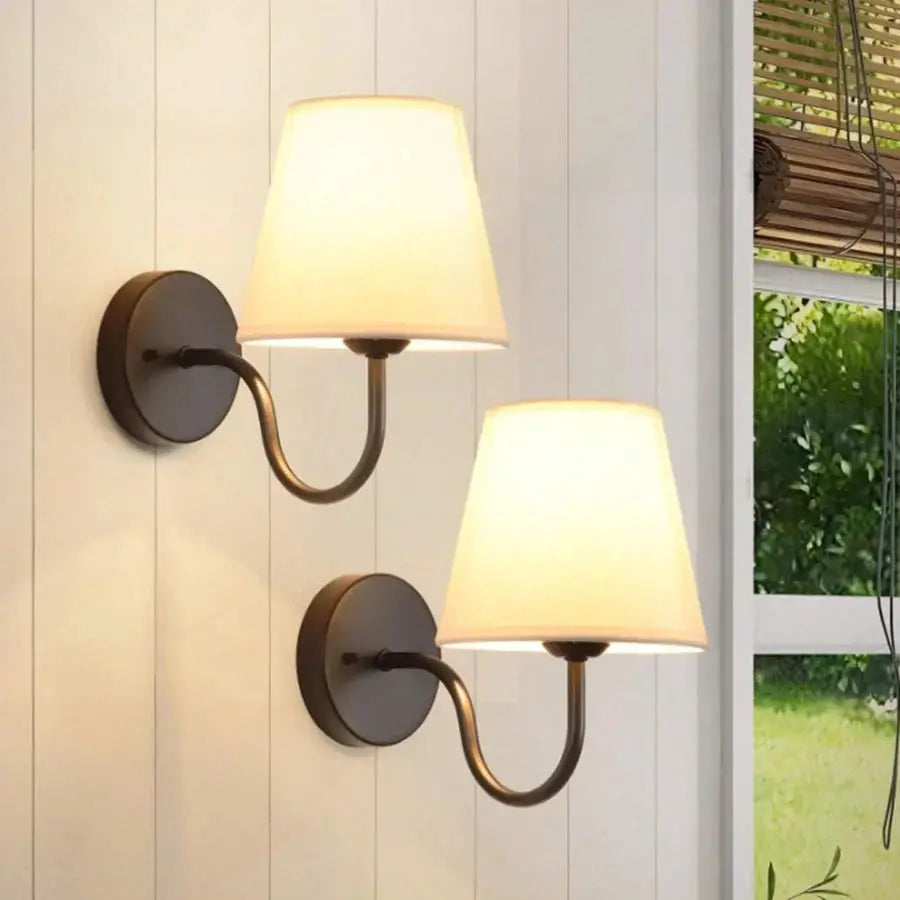 Modern Fabric Wall Sconce for Bedroom, Living Room & Hallway Good Morning Friends Store