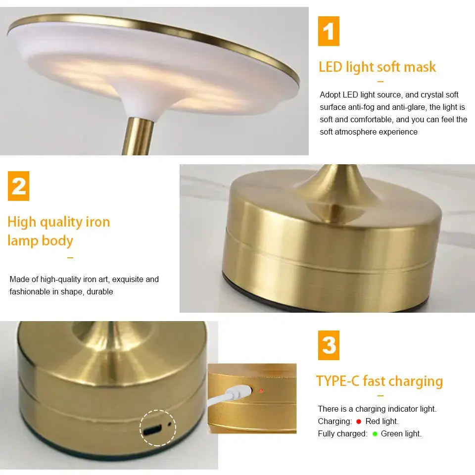 Touch LED Table Lamp – USB Rechargeable Portable Night Light for Bedroom, Hotel, Reading Shop1105024050 Store