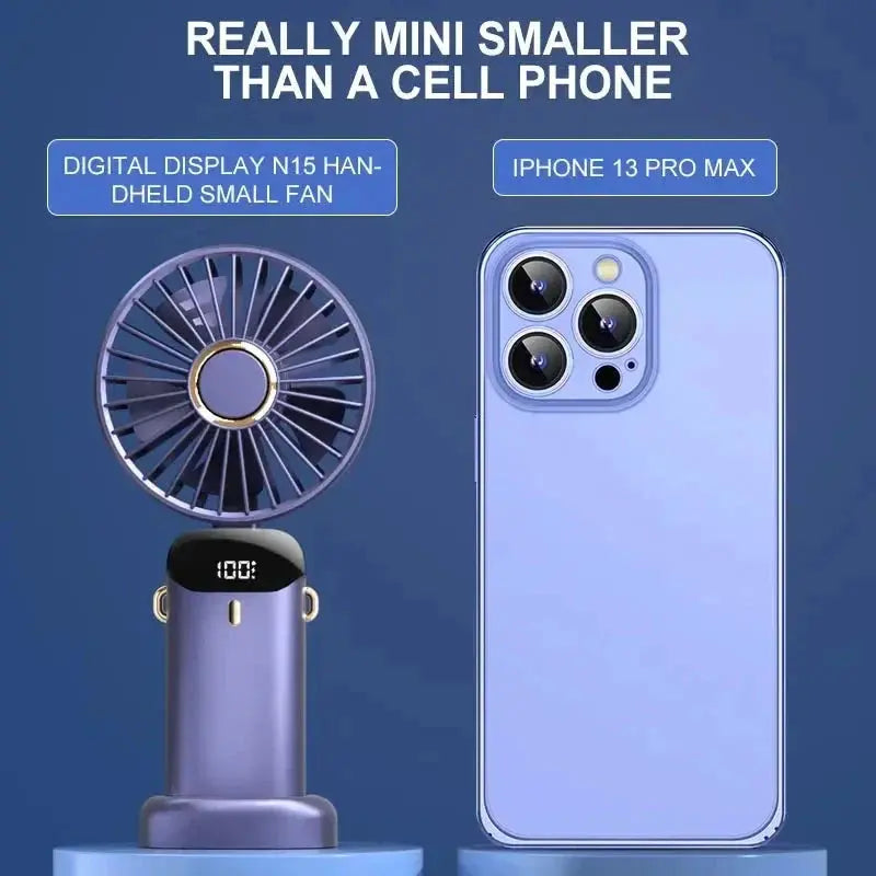 5-Speed Foldable Neck Fan with Phone Stand – USB-C Rechargeable Mini Fan, 1800mAh Battery & Display Screen for Hands-Free Cooling sagsdg65 Store