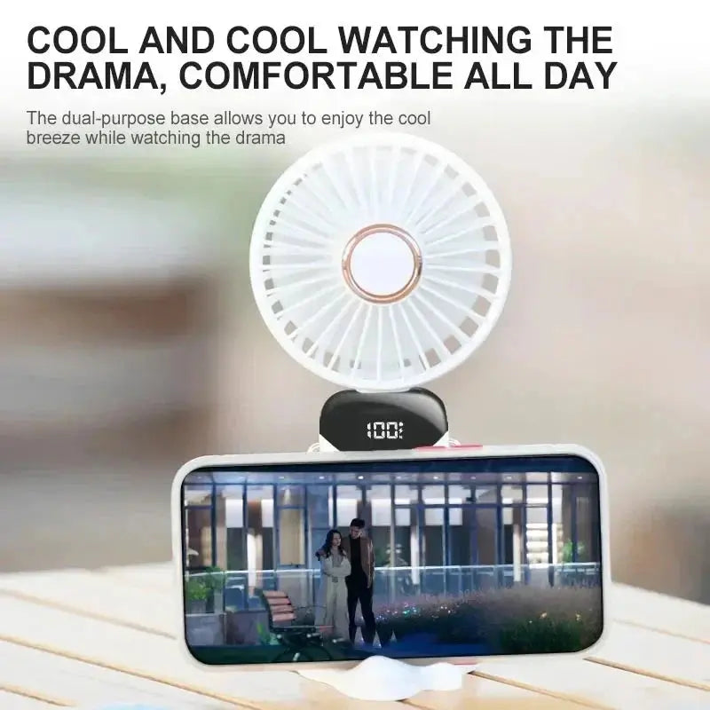 5-Speed Foldable Neck Fan with Phone Stand – USB-C Rechargeable Mini Fan, 1800mAh Battery & Display Screen for Hands-Free Cooling sagsdg65 Store