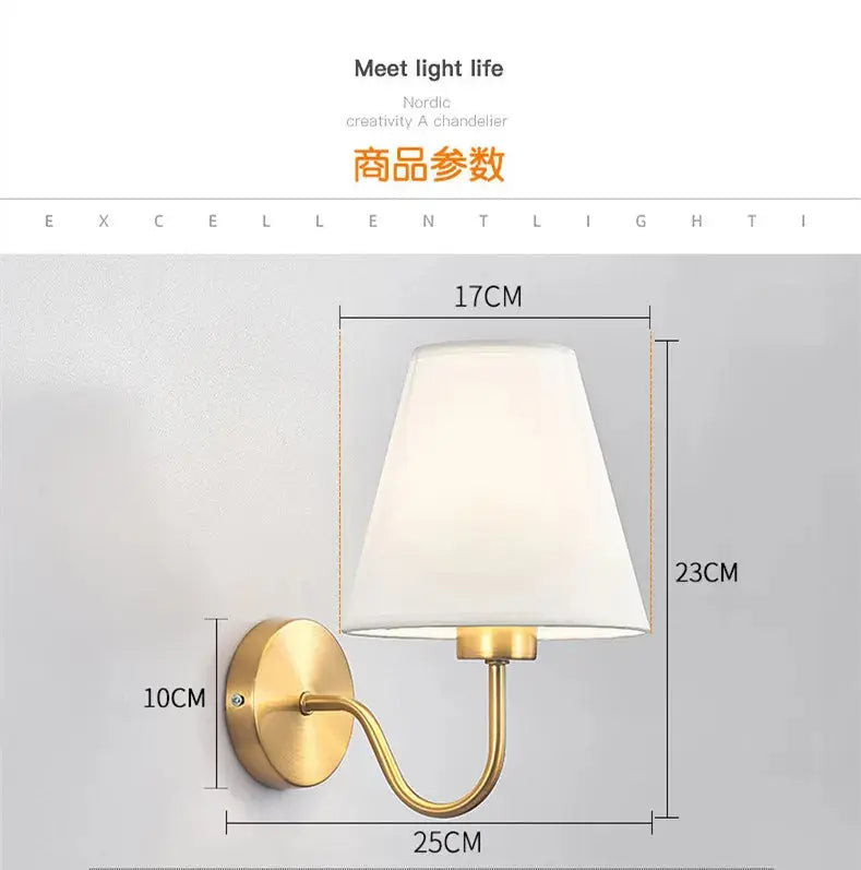 Modern Fabric Wall Sconce for Bedroom, Living Room & Hallway Good Morning Friends Store