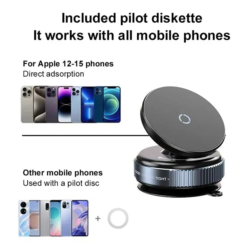 Strong Magnetic Car Phone Holder Foldable Magsafe Design 360° Adjustable Vacuum Mount for Car/Desk/Bathroom/Universal Use Metal BLAZEFL Store