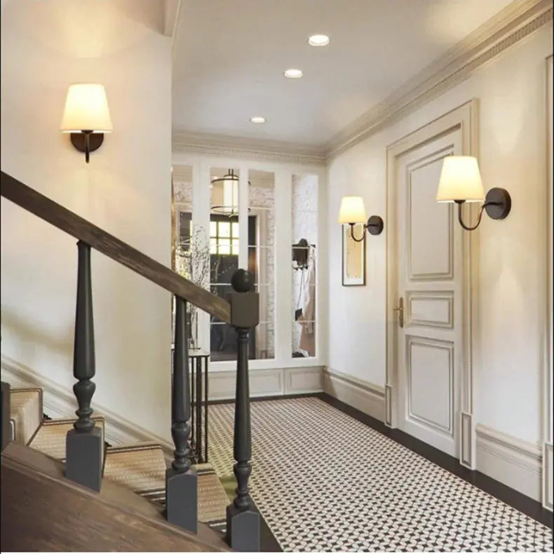 Modern Fabric Wall Sconce for Bedroom, Living Room & Hallway Good Morning Friends Store