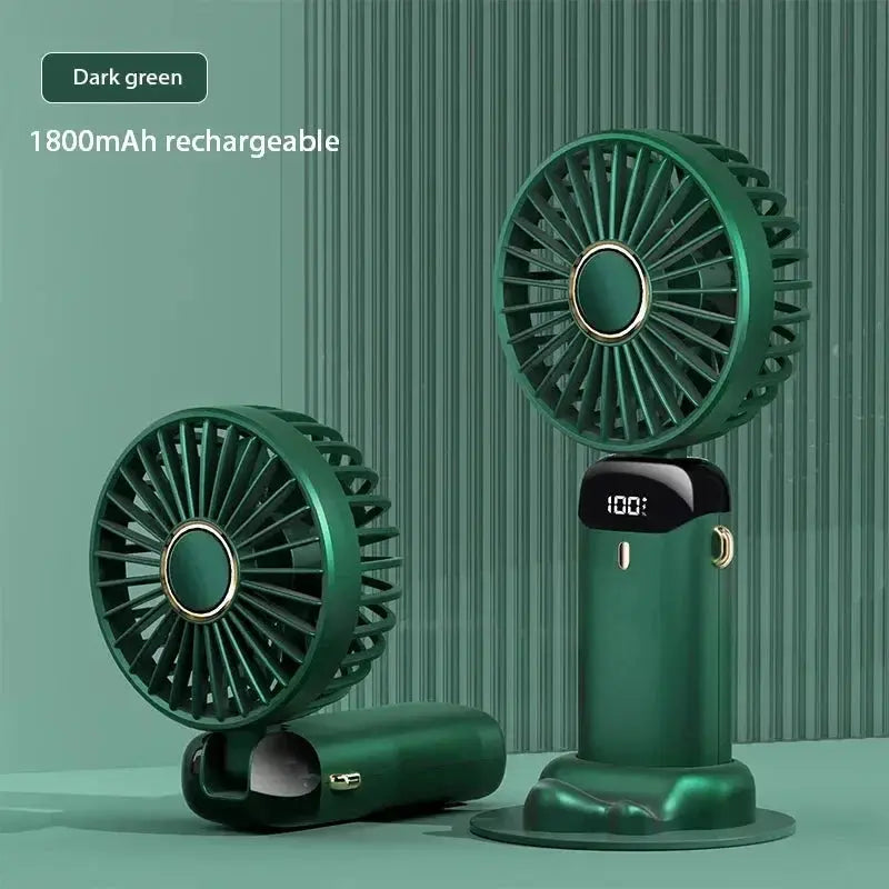5-Speed Foldable Neck Fan with Phone Stand – USB-C Rechargeable Mini Fan, 1800mAh Battery & Display Screen for Hands-Free Cooling sagsdg65 Store