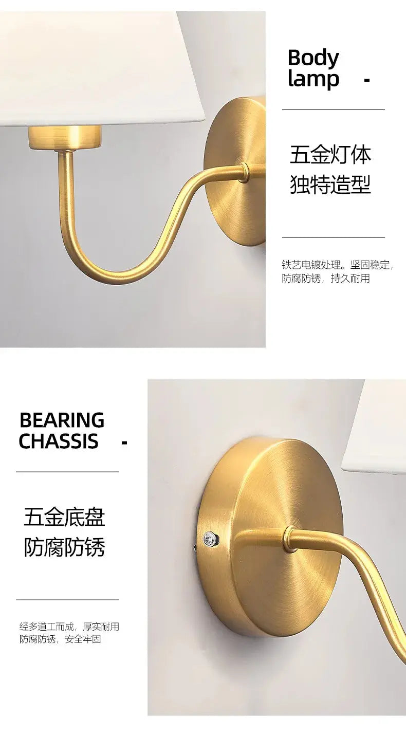 Modern Fabric Wall Sconce for Bedroom, Living Room & Hallway Good Morning Friends Store