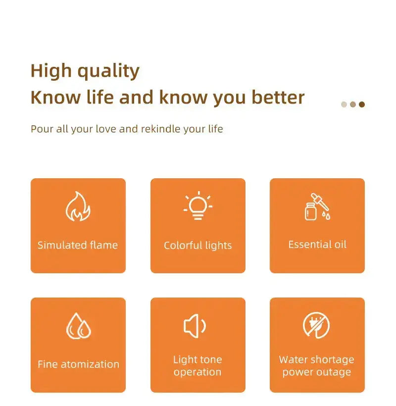 Aromatherapy Diffuser with Flame Effect, Essential Oil Diffuser and Cool Mist Humidifier, Silent Humidifier for Home and Bedroom To-Be-Better Store